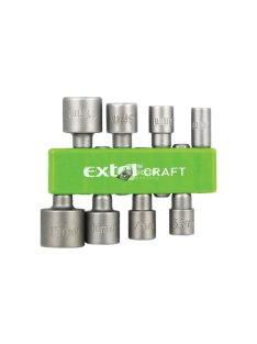   EXTOL CRAFT 8 darabos behajtó készlet hatszögletű csavarokhoz, 5-13mm méretben, 36-38mm hosszúságú, hatszög befogású, nem mágneses, króm-vanádium acélból