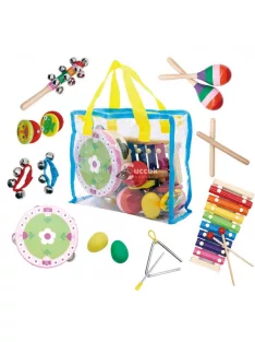   Ecotoys Zenei Hangszer Szett 14 Darabos Gyermekeknek + Hordozható Táska
