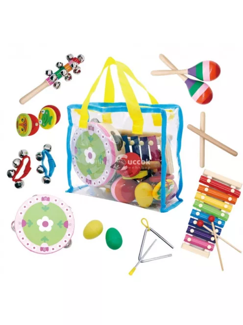 Ecotoys Zenei Hangszer Szett 14 Darabos Gyermekeknek + Hordozható Táska