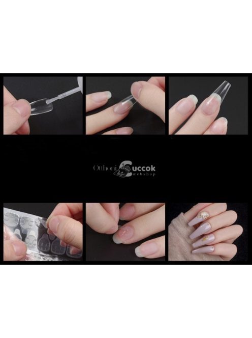 Átlátszó stiletto műköröm tip készlet professzionális körömépítéshez