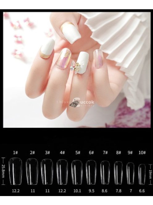 Átlátszó stiletto műköröm tip készlet professzionális körömépítéshez