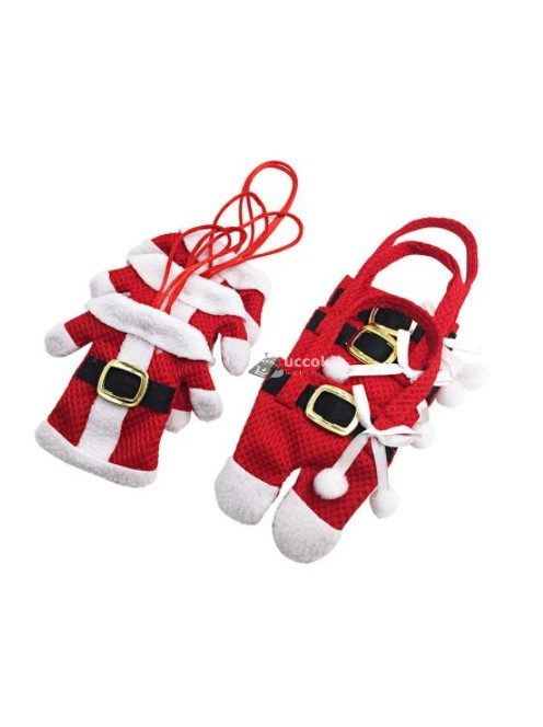 Karácsonyi textil evőeszköztartó szett dekorációs célra (6 db-os)