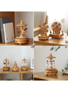   Fa zenedoboz kisvonat - Dekoratív és zenélő fa kisvonat ajándék vagy gyűjtemény számára