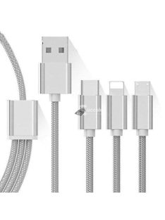   3 az 1-ben strapabíró USB töltő és adatkábel többféle csatlakozóval