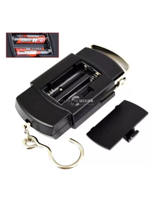 Hordozható akasztós digitális mérleg, maximum 50 kg teherbírással, utazáshoz és háztartási használatra