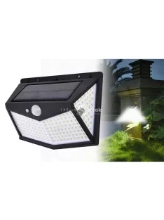   100 LED-es napelemes kültéri fali lámpa mozgásérzékelővel és 4 LED panellel
