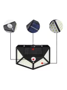 100 LED-es napelemes kültéri fali lámpa mozgásérzékelővel és 4 LED panellel