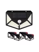 100 LED-es napelemes kültéri fali lámpa mozgásérzékelővel és 4 LED panellel