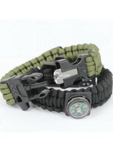   Paracord 5 az 1-ben túlélő karkötő fekete - többfunkciós szabadtéri eszköz kalandokhoz