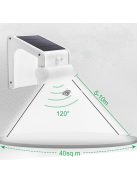 38 LED-es napelemes kültéri mozgásérzékelős fali lámpa távirányítóval, elegáns dizájnnal