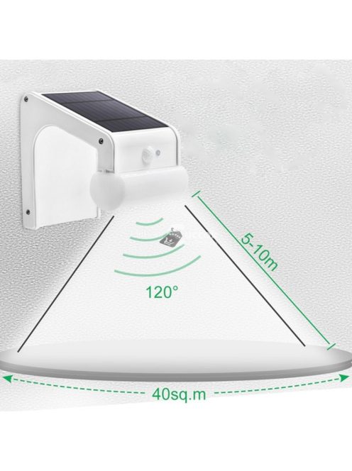 38 LED-es napelemes kültéri mozgásérzékelős fali lámpa távirányítóval, elegáns dizájnnal