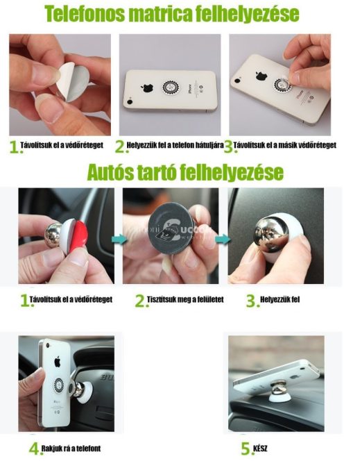 Univerzális mágneses autós telefontartó minden típusú okostelefonhoz stabil rögzítéssel