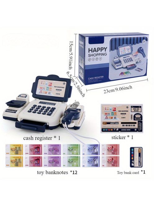 Interaktív Játék Pénztárgép Készlet Gyerekeknek - Játék Pénzzel és Hitelkártyával