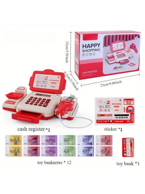 Interaktív Játék Pénztárgép Készlet Gyerekeknek - Játék Pénzzel és Hitelkártyával