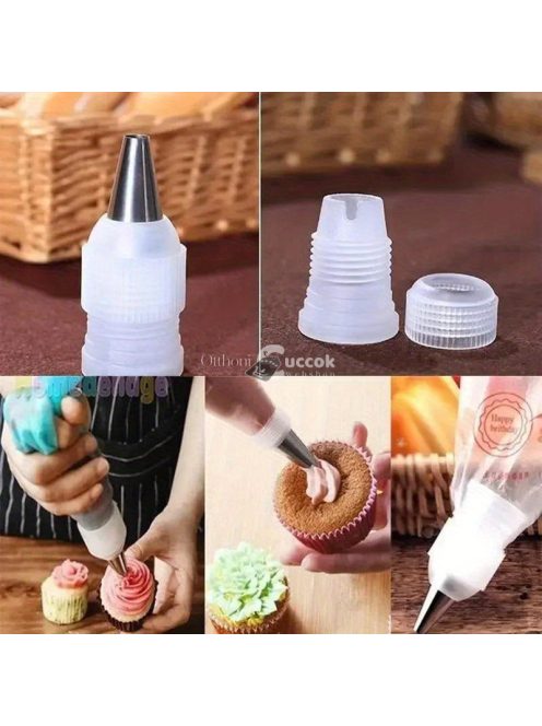 10 Darab Habzsák Díszítőfej Tortadíszítéshez és Cukrászati Dekorációhoz