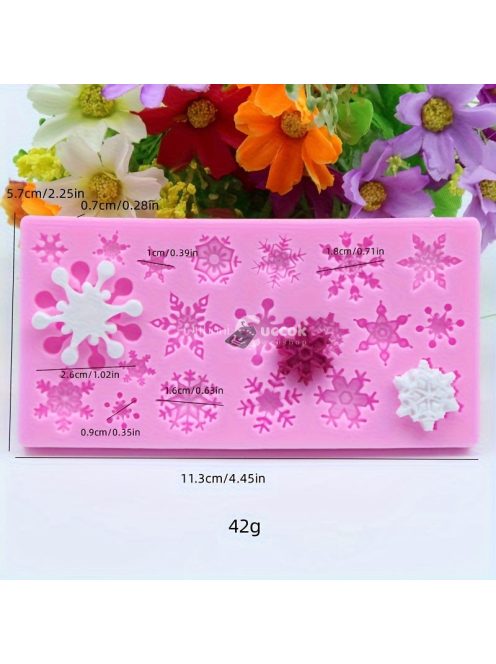 Karácsonyi hópehely szilikon öntőforma csokoládé és muffin készítéséhez