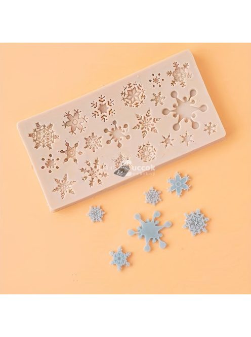 Karácsonyi hópehely szilikon öntőforma csokoládé és muffin készítéséhez