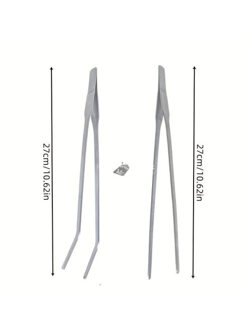 2 Db-os Rozsdamentes Acél Etetőfogó és Akvárium Csipesz Készlet Precíz Akváriumi Munkákhoz