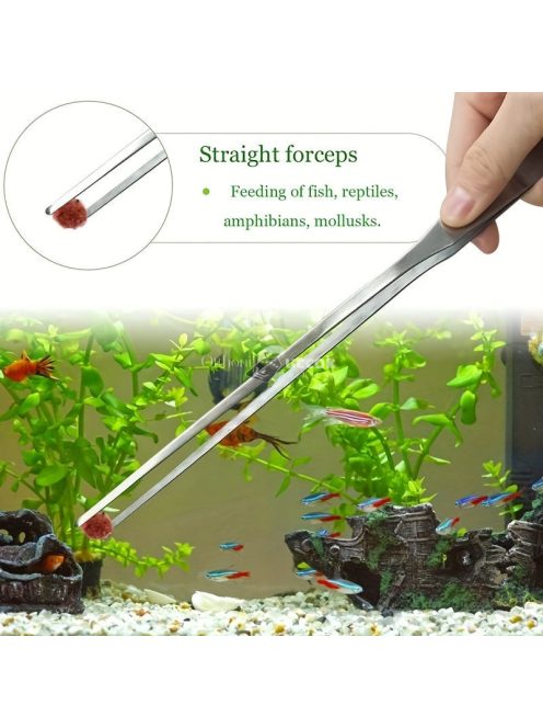 2 Db-os Rozsdamentes Acél Etetőfogó és Akvárium Csipesz Készlet Precíz Akváriumi Munkákhoz