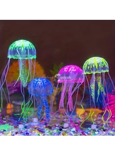   Fluoreszkáló világító szilikon medúza akvárium dekoráció Kék színben