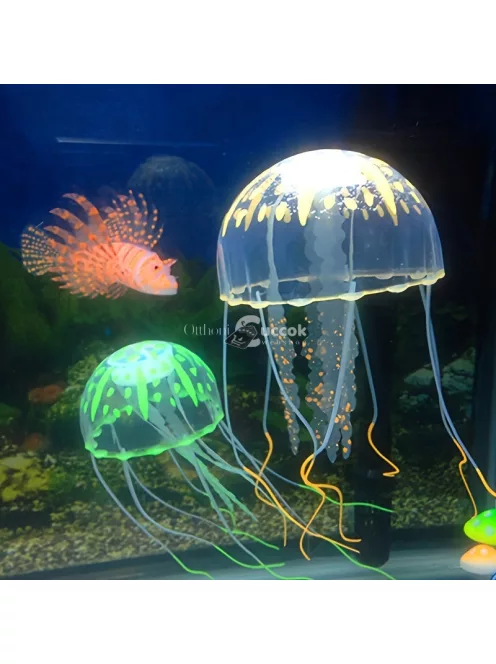Fluoreszkáló világító szilikon medúza akvárium dekoráció Kék színben