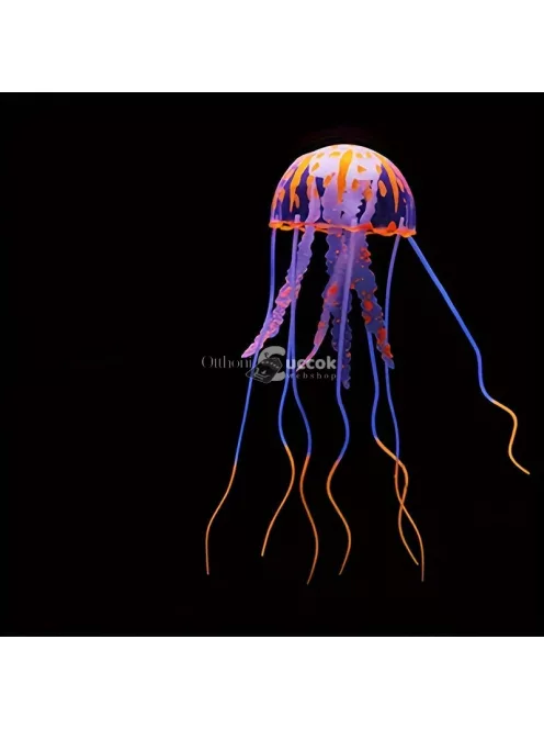 Fluoreszkáló világító szilikon medúza akvárium dekoráció Kék színben