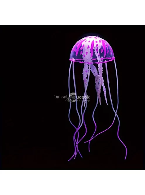Fluoreszkáló világító szilikon medúza akvárium dekoráció Kék színben