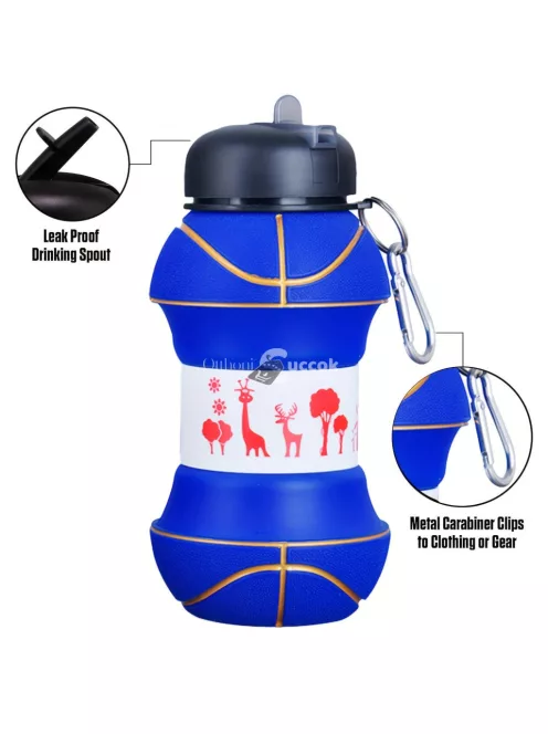 Összecsukható kosárlabda alakú Sports vizes palack sportoláshoz és utazáshoz