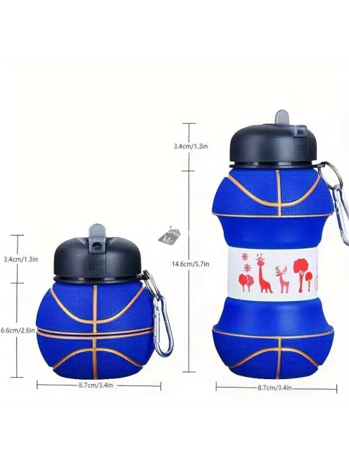 Összecsukható kosárlabda alakú Sports vizes palack sportoláshoz és utazáshoz