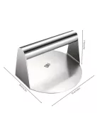 Rozsdamentes acél hamburgerprés Smash burger készítéshez, tartós és könnyen tisztítható kialakítással