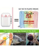 4db Szilikon Újrahasználható Szívószál Készlet Hordozható Tokkal, Kék Színben - 4db/készlet