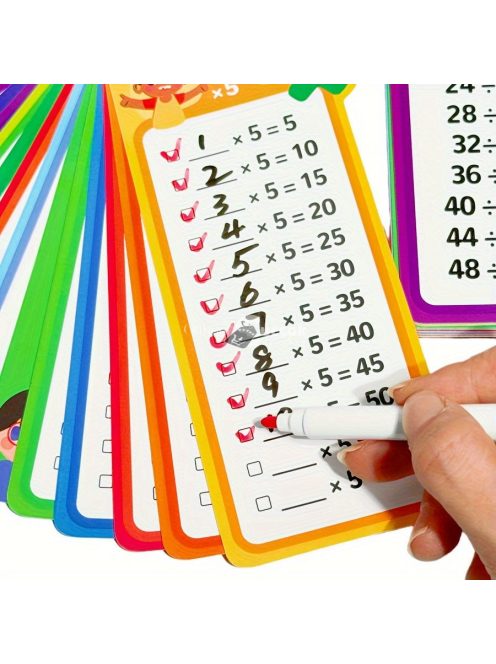 Matematikai Kártya Készlet - Összeadás, Kivonás, Szorzás, Osztás és Tört Önellenőrző Tanulóeszköz Gyerekeknek és Felnőtteknek