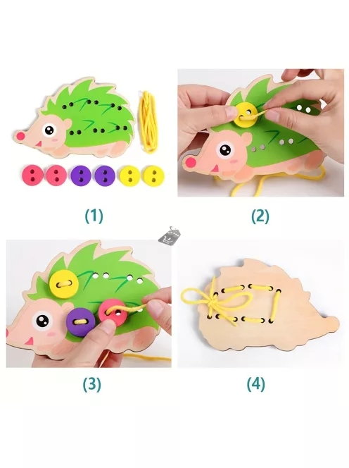 Sünis fűzőtábla - Fűzős cipőfűző játék a finommotorikai készségek fejlesztésére