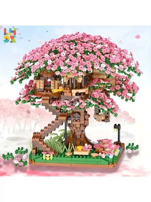 Cseresznye Bonsai Fa Építő Készlet - Kreatív Modellépítés Felnőtteknek és Gyerekeknek