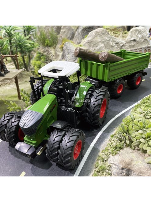 Élethű 42cm-es Farm Traktor Játékkészlet Pótkocsival - Gyerekeknek Szánt Mezőgazdasági Játékmodell