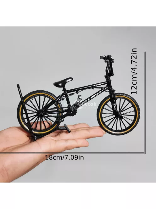 1:8 arányú ötvözetből készült BMX bicikli - Menő fekete kaszkadőr kerékpár modell extrém sportokhoz