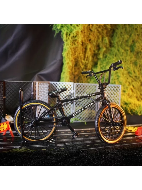 1:8 arányú ötvözetből készült BMX bicikli - Menő fekete kaszkadőr kerékpár modell extrém sportokhoz