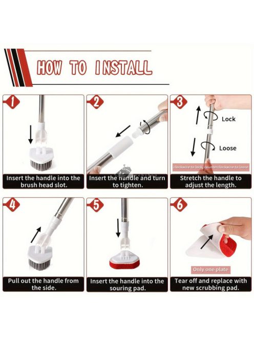 2 az 1-ben Fürdőszobai Takarító Eszköz, Fehér - Hatékony tisztításhoz és karbantartáshoz