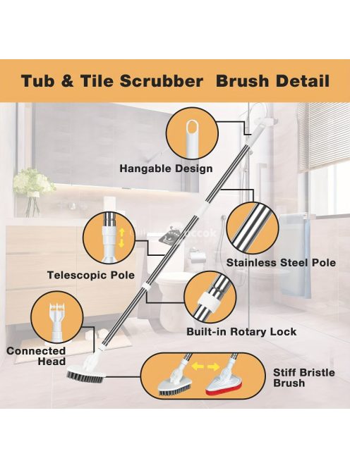 2 az 1-ben Fürdőszobai Takarító Eszköz, Fehér - Hatékony tisztításhoz és karbantartáshoz