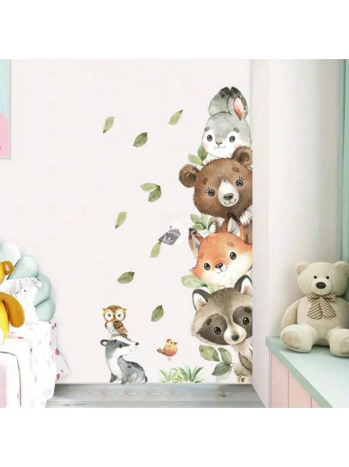 Erdei állatok falmatrica - Gyerekszoba dekoráció bal oldali elrendezésben