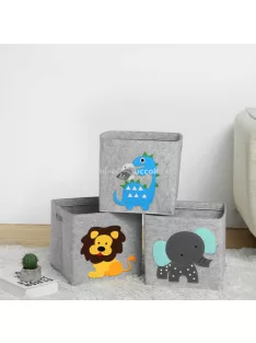   Állatmintás gyerekszobai tárolódoboz - Szürke elefánt dizájnnal