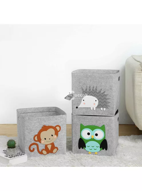 Állatmintás gyerekszobai tárolódoboz - Szürke elefánt dizájnnal