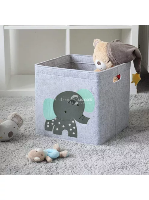 Állatmintás gyerekszobai tárolódoboz - Szürke elefánt dizájnnal