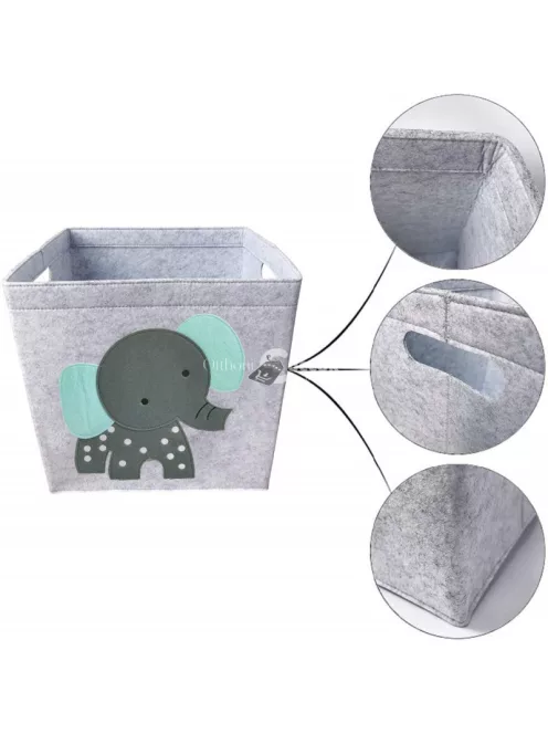 Állatmintás gyerekszobai tárolódoboz - Szürke elefánt dizájnnal