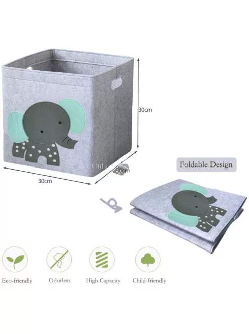 Állatmintás gyerekszobai tárolódoboz - Szürke elefánt dizájnnal