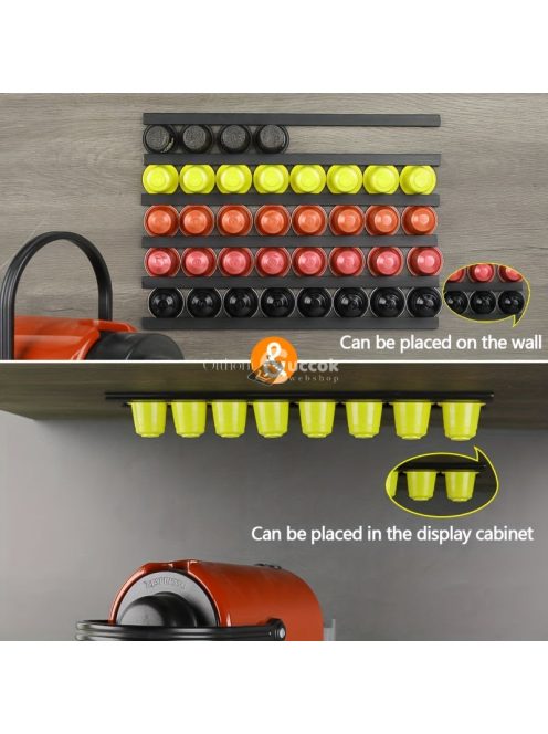 Felragasztható kávékapszula tartó szett Fekete - Praktikus tároló megoldás kávékapszulákhoz