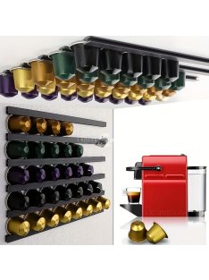   Felragasztható kávékapszula tartó szett Fekete - Praktikus tároló megoldás kávékapszulákhoz