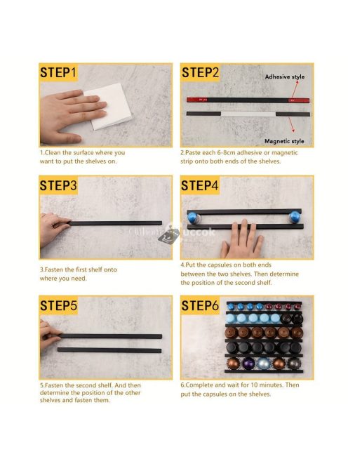 Felragasztható kávékapszula tartó szett Fekete - Praktikus tároló megoldás kávékapszulákhoz