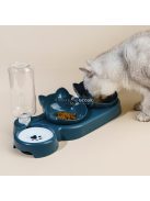 Macska etető tál szett automata vízadagolóval Sötétkék - Praktikus és stílusos állateledel adagoló rendszer