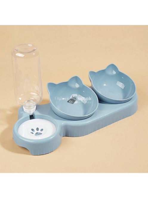 Macska etető tál szett automata vízadagolóval Sötétkék - Praktikus és stílusos állateledel adagoló rendszer